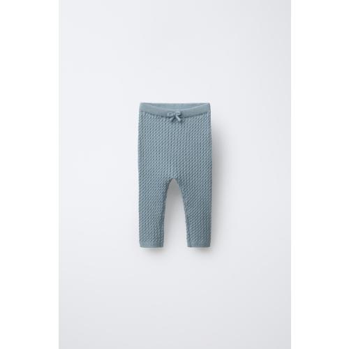 CABLE KNIT LEGGINGS - Mid-blue | ZARA United States