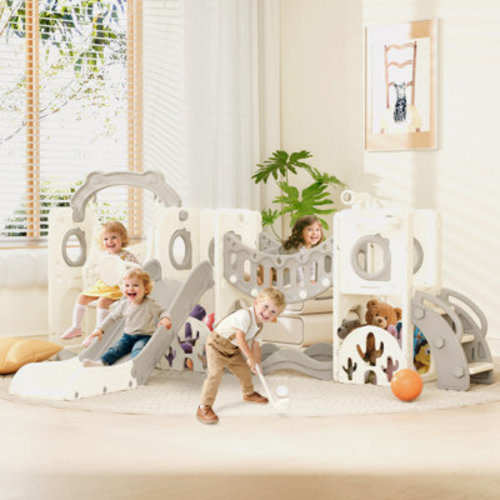 67i 11-In-1 Toddler Slide&Swing Set With Climbing Arch Toy Golf Basketball For Baby 1+ Indoor Outdoor Playset & Reviews | Wayfair