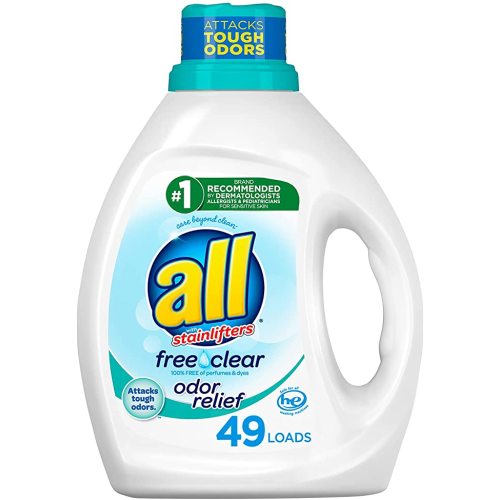 all Liquid Laundry Detergent, Free Clear with Odor Relief, 88 Fluid Ounces, 49 Loads