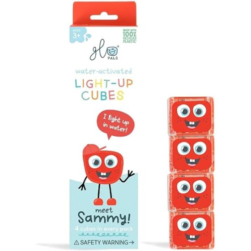 Glo Pals - Reusable Light-Up Cubes for Sensory Play 4pk - Sammy - Red