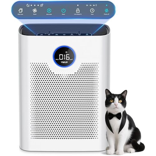 Air Purifiers for Home Large Room up to 3000 ft², VNIUP True Air Purifier for Bedroom, PM 2.5 Display Air Quality Sensor Air Cleaner for for Whole Home Dorm Room Bedroom Office, ZQA-8000A
