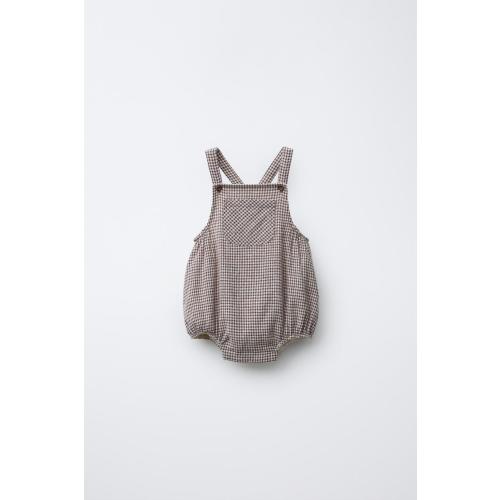 PLAID ROMPER - Brown / Ecru | ZARA United States