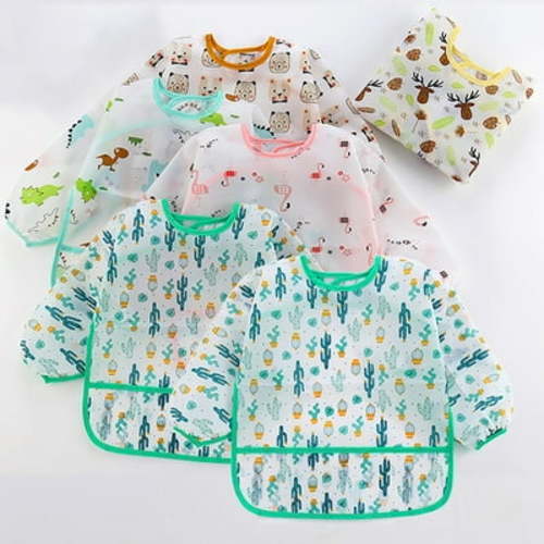 6 Pcs Baby Bibs for Boys Girls, Waterproof Toddler Bibs with Catcher Pocket, 6-24 Months