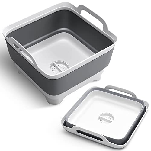Camp Canteen's Collapsible Dish Tub with Strainer and Drain Plug - 2.4 Gallon (9L) Capacity Camp Sink - Wash Basin for Baby Bottles - Collapsible Sink