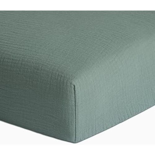Muslin Fitted Crib Sheet, 100% Cotton, 28"x52", Roman Green