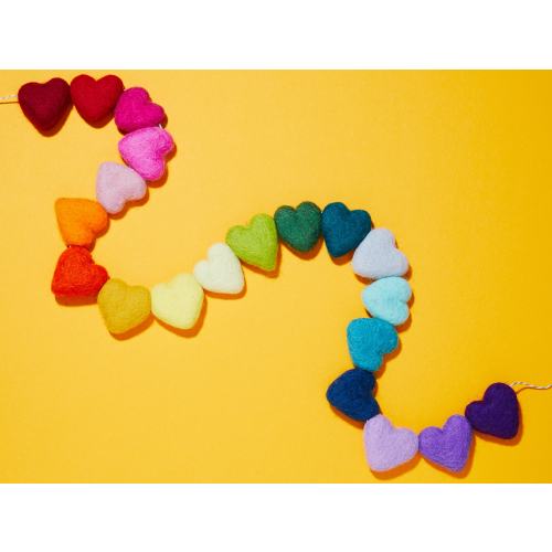 Rainbow Felted Heart Garland