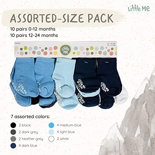 Little Me 20-Pack Newborn Baby Infant & Toddler Unisex Socks, For Baby Girl or Boy, 0-12 & 12-24 Months, Assorted Size Pack