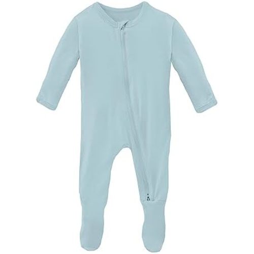 KicKee Year Round Solid Footies with Zipper, Super Soft One-Piece Jammies, Sleepwear for Babies and Kids