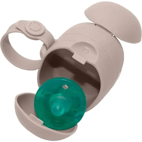 Ubbi On-The-Go Dual Pacifier Holder, Keep's Baby's Binkies Clean and Accessible, Portable for Travel, Diaper Bag Accessory Must Have for Newborns, Taupe