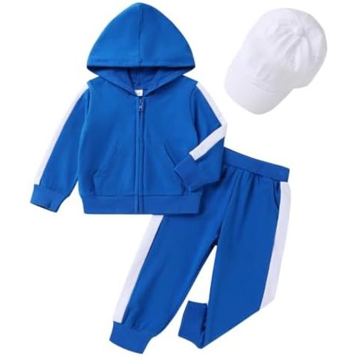 Tiny Cutey Toddler Baby Girl Boy Fall Winter Outfits Long Sleeve Hoodie Sweatshirt Sweatpant Clothes Set SweatSuit with Cap