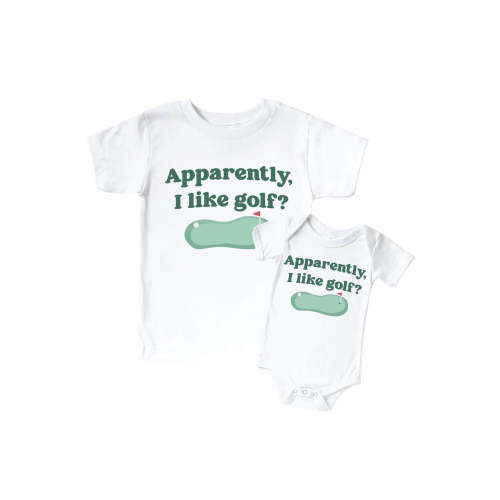 Apparently, I Like Golf Graphic Bodysuit & Kids Tee | White