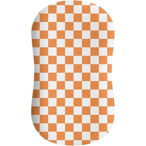 Orange and White Checkered Baby Lounger Cover Soft Comfortable Baby Slipcover for Boys Girls Removable Unisex Newborn Lounger Pillow Cover - Lounger not Included