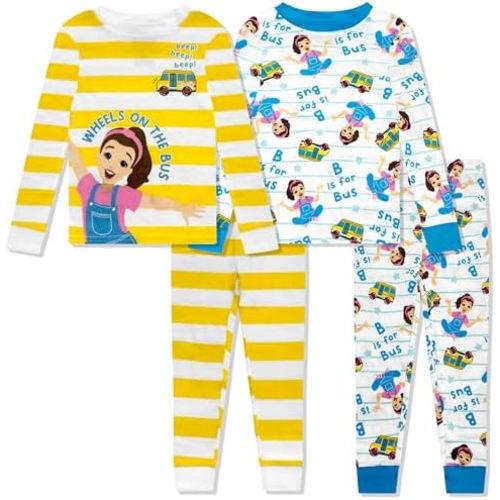 Ms. Rachel 4 Piece Pajama Set – Toddler Girls Boys PJs, Long Sleeve & Pants – Snug Fit Sleepwear for Kids - Official Product