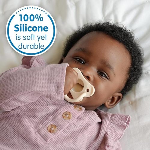 Dr. Brown's HappyPaci Silicone Pacifier, Gray, Green, Ecru, 0-6m, 4-Pack