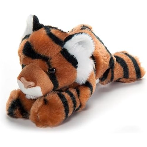 The Petting Zoo Tiger Stuffed Animal Plushie, Gifts for Kids, Scoopz Wildlife Animals, Orange Striped Tiger Plush Toy, 8 inches