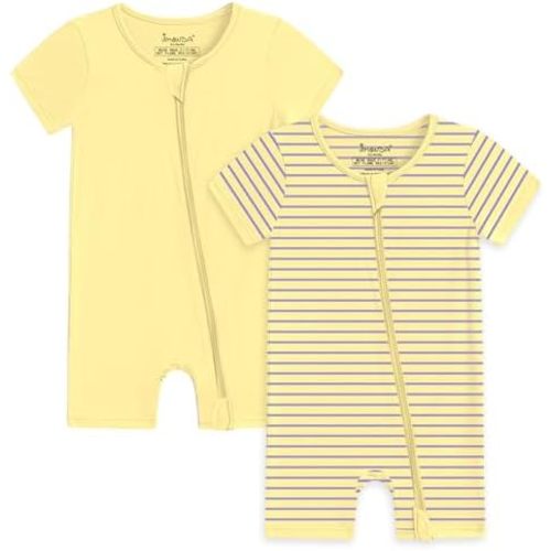 6-9mth Baby Boy Girl 2 Pack Rompers Cotton Short Sleeve Pajamas 2 Way Zipper One Piece Jumpsuits Clothes Sets