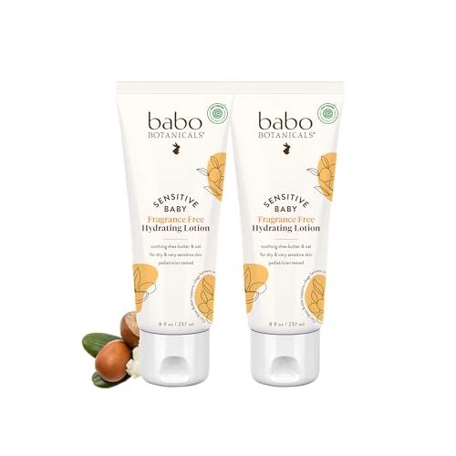 BABO Botanicals Sensitive Baby Fragrance-Free Daily Hydrating Baby Lotion - Shea Butter & Jojoba Oil - for Body & face - for Babies, Kids & Adults with Sensitive Skin - EWG Verified - Vegan