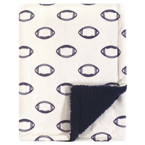 Hudson Baby Infant Boy Plush Blanket with Faux Shearling Back, Football, One Size