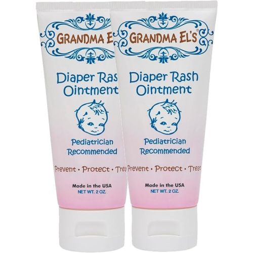 Grandma El’s Diaper Rash Ointment – Gentle Protection & Relief for Baby’s Delicate Skin – Pediatrician-Approved Moisturizing Barrier – Safe for Cloth & Disposable Diapers – 2oz, 2-Pack
