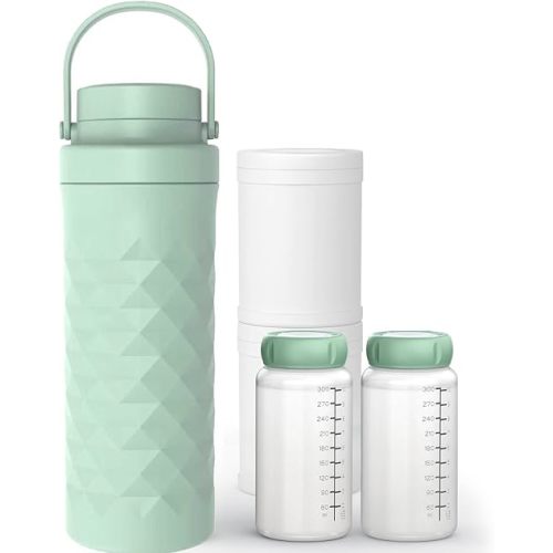 Mosthink 22oz Breast Milk Cooler Bottle, 360°Cooling Keeps Milk 24 Hours Fresh Portable Breastmilk Chiller with 2pcs Baby Storage Bottle for Travel & Outdoor Use, Breastfeeding Essentials
