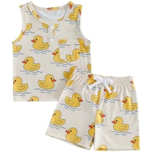 Toddler Baby Boy Summer Clothes Pattern Print Beach Outfit