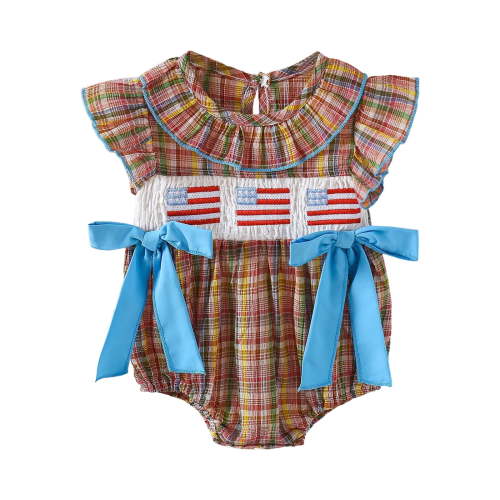 Zanarzt Baby Girl Cotton Bodysuit Baby Boy Girl 4th of July Outfit Infant Short Sleeve USA Bubble Romper Bodysuit Newborn Fourth of July Clothes Brown,0-3 Months