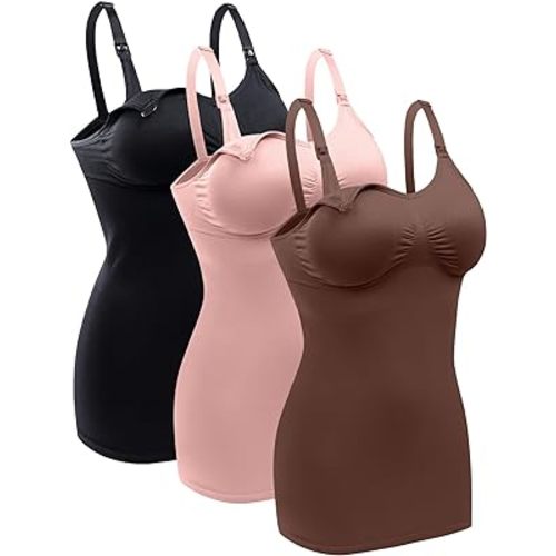 BRLIDO Womens Nursing Tank Tops Built in Bra for Breastfeeding Maternity Camisole Brasieres