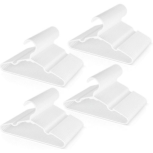 VTRIN Baby Hangers 100 Pack Kids Plastic Hangers for Closet Space Saving Toddler Hanger for Child Infant Clothing Coats Shirts Pants White