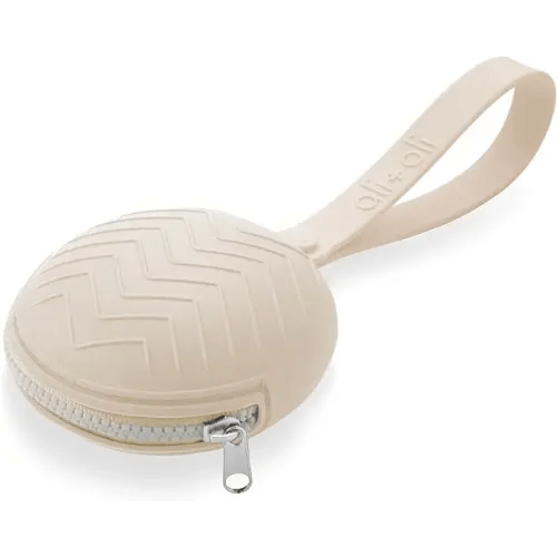 Ali+Oli Silicone Pacifier Case (Natural) 3" x 1.6" BPA-Free Newborn Pacifier Holder, Travel Baby Pacifiers Silicone Pouch, Pacifier Accessories for Boys & Girls, Silicone Pacifier Storage Case