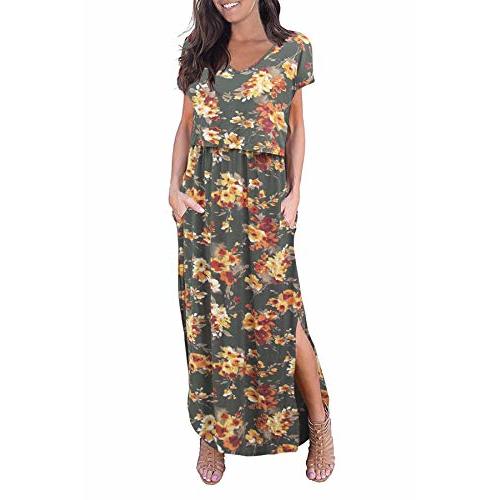 Smallshow Women's Maternity Nursing Dresses Split Long Dress for Breastfeeding