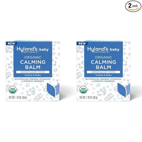 Hyland's Baby Organic Calming Balm, Soothe and Relax, With Organic Lavender, Eucalyptus, and Bergamot Fruit Oil, Safe and Gentle, Dermatologist Tested, 1.76 oz. (Pack of 2)