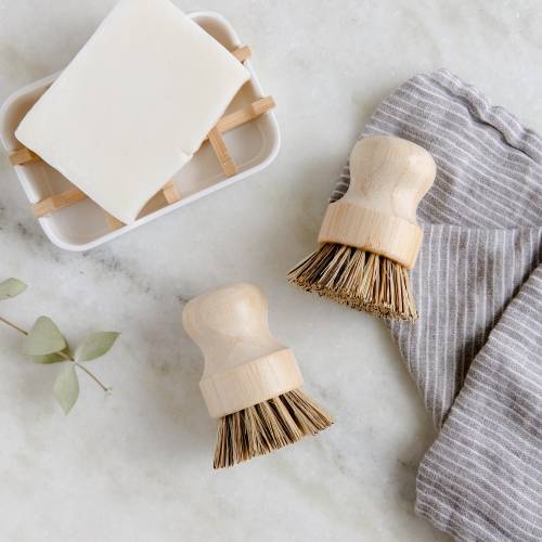 Bamboo Pot Scrubber Brush | 100% Plant-Based, Eco Friendly, Zero Waste Kitchen and Cleaning Brush