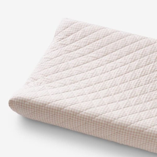 Company Kids Ditsy Gingham Quilted Pink Organic Cotton Percale Bedroom Linen Changing Pad Cover