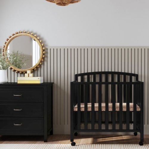 daVinci Dylan Folding Portable 3-in-1 Mini Crib and Twin Bed - Ebony