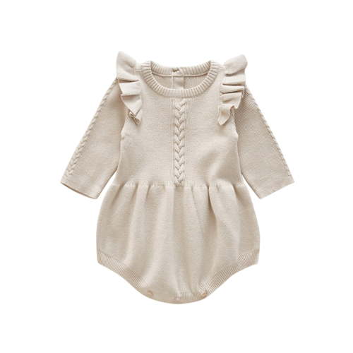 OBEEII Baby Girls Long Sleeve Romper Pullover Knitted Jumpsuit Warm Winter Bodysuit Infant Girls Birthday Cake Smash Outfits