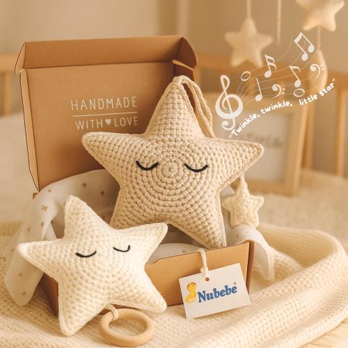 Crochet Musical Star Mobile, Handmade Nursery Decor, Baby Shower Gift