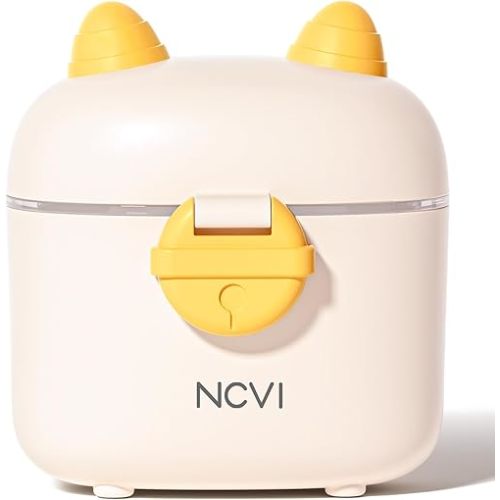 NCVI Formula Dispenser On the Go, Portable Baby Travel Milk Powder Formula Container Holder to Go with Scoop Suitable for Diaper Bag Backpack, Ready to Brew Milk Newborn Infant (White Sheep)