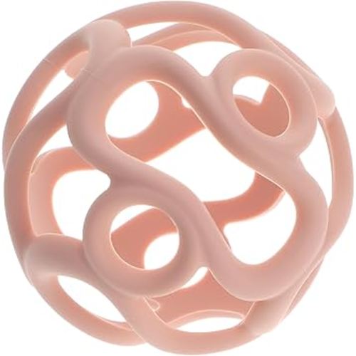 Silicone Teething Ball Toy, Tactile Sensory Ball Toy for Babies, Easy to Hold Design, Stretchy, Squisly, Soft (Dark Pink)