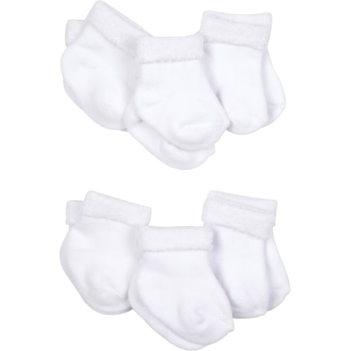 Gerber Terry Wiggle Proof Socks - White, 3-6 months, 6