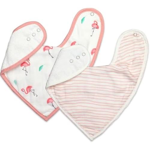 Bamboo Little Baby Bibs (Pack of 2) - Bibs with Adjustable Snaps- Absorbent Terry Backing
