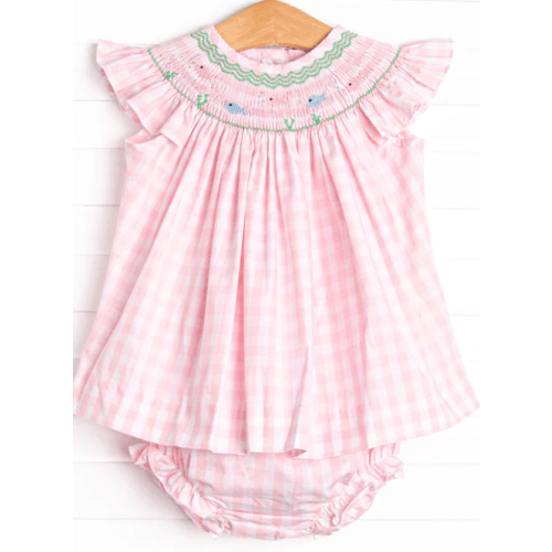 Go With the Flow Smocked Diaper Set, Pink – Stitchy Fish