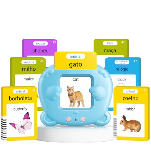 Brazilian Portuguese English Bilingual Talking Flash Cards for Toddlers | 224 Sight Words with Audio, Montessori Learning, Speech Therapy and Sensory Toys for Preschoolers and Birthday Gifts