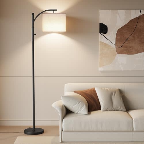SUNMORY Dimmable Arc Floor Lamps for Living Room, Modern Floor Lamp | Stepless Dimming 1000 Lumens Bulb, Metal Standing Lamp with Adjustable Hanging Lampshade, Tall Floor Lamp for Bedroom, Office