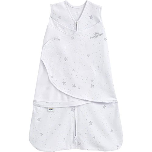 HALO 100% Cotton Sleepsack Swaddle, 3-Way Adjustable Wearable Blanket, TOG 1.5, Stardust, Newborn, 0-3 Months