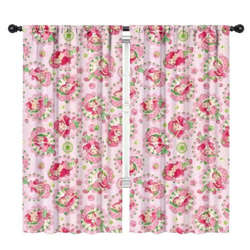 Blackout Kids Curtains,Strawberry Princess Pattern Childrens Insulated Curtains Set Of 2,Bedroom Essentials,Toddler Room Decor 42"x84"