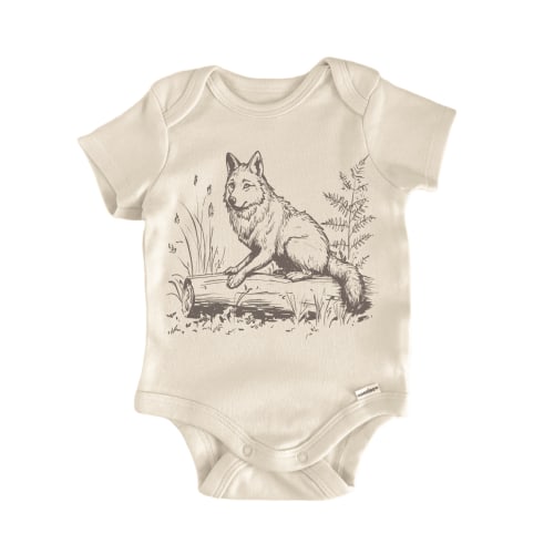 Cottagecore Wolf Boho Newborn Baby Bodysuit