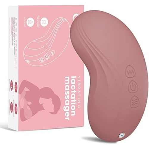 DrBash 2-in-1 Lactation Massager – Soft Breast Massager for Breastfeeding, Heat + Vibration for Milk Flow, Engorgement & Clogged Duct Relief – (DuskyPink)