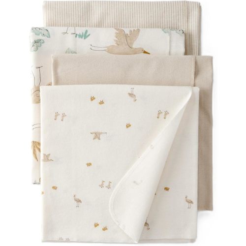 Carter's Baby Unisex Receiving Blankets 4-Pack, Soft Breathable Cotton Swaddle & Stroller Covers Lightweight Nursery Essentials 40” x 30" (Neutral/Ivory)
