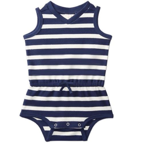 MiniMoi Terry Striped Romper Blue 9 Months