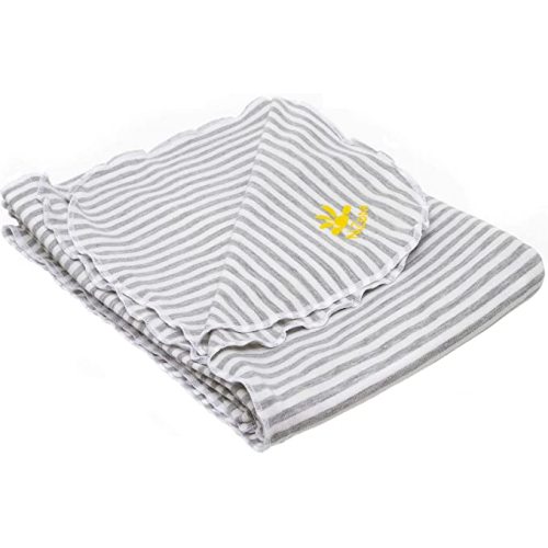 Nozone Baby Blanket, Sun Protective, Soft Rayon from Bamboo, UPF 50+ in White/Grey Stripe